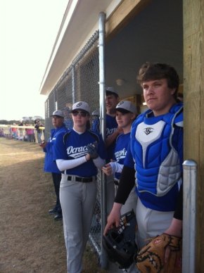 Watching the Hurricanes take the field. Left to right: Vince, Josie, Carson, Brieanna, Spencer
